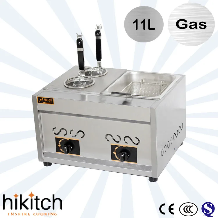 Stainless steel gas pasta noodle cooker with deep fryerin Electric
