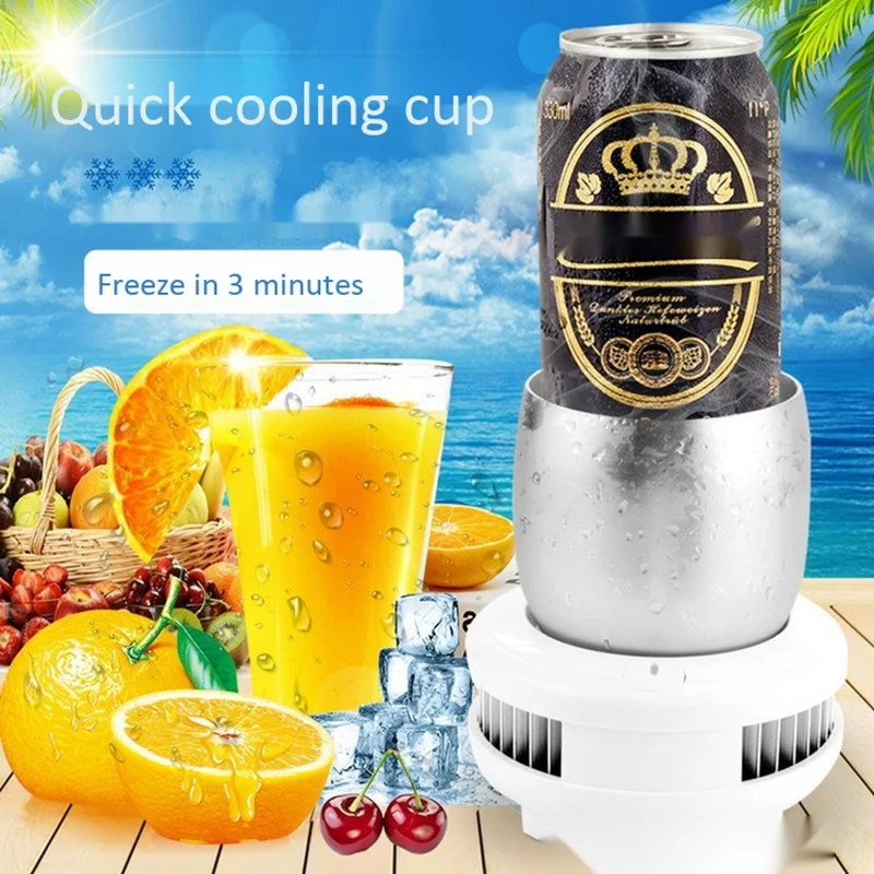 Refrigeration Cup Electric Cooler Cup Cooling Cup Drink Quick Cooling Cup White Aluminum Us Plug