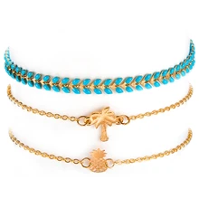 Простой и свежий стиль металлический лист браслет смола ананас, кокос набор браслет