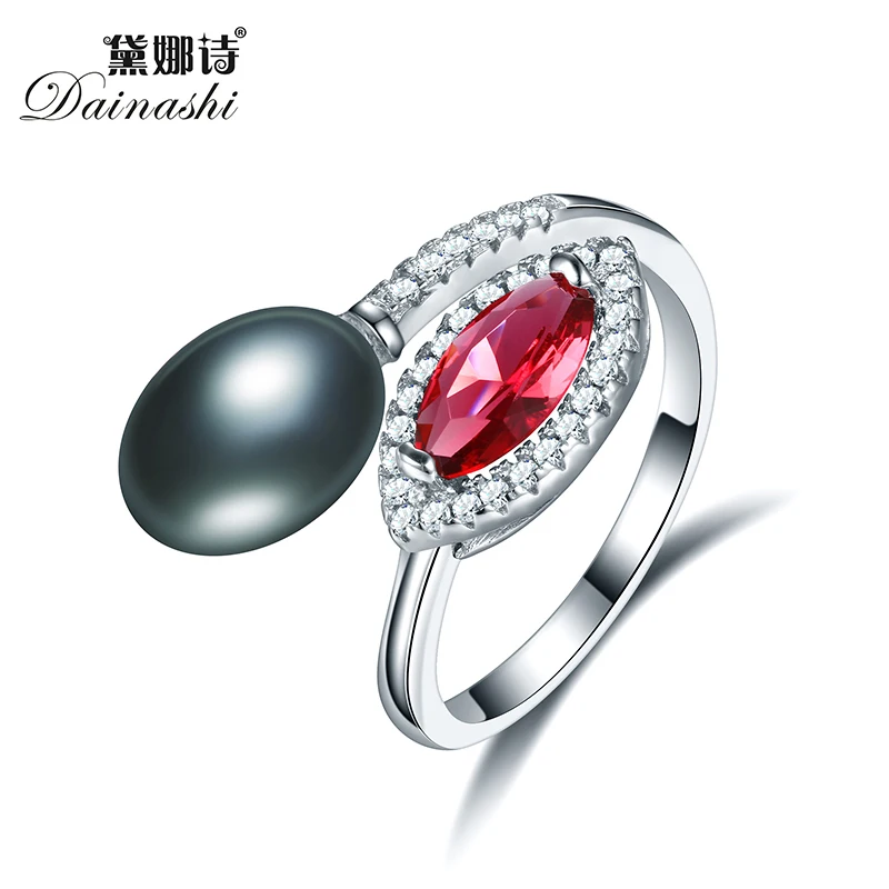 

trendy 8-9mm water drop natural pearl rings for women gift and high luster AAAA freshwater pearl women adjustable ring cpr039