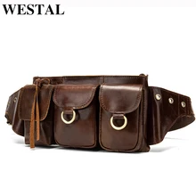 Мужская поясная сумка WESTAL из натуральной кожи, Мужская поясная сумка с кожаным ремнем, поясная сумка для телефона, маленькая нагрудная сумка-мессенджер для мужчин 8592