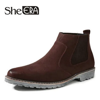 

She ERA New 2018 Men Chelsea Boots Pointed Toe Men Microfiber Leather Shoes Spring Autumn Fashion Ankle Casual Men Boots
