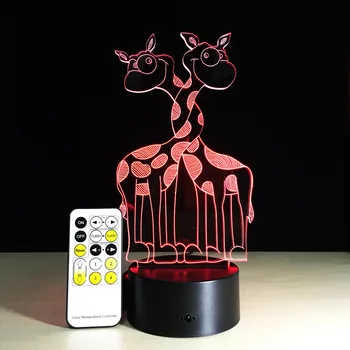 

Giraffe 3D LED Visual Night Light Creative Cute Animal Colorful Remote or Touch Table Lamp Christmas Birthday Party Decor Gift