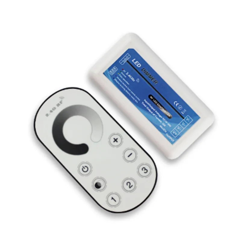 

2.4G RF Wireless LED Dimmer Controller DC 12V-24V 12A with Touch Remote Control for Single Color LED Strip Light