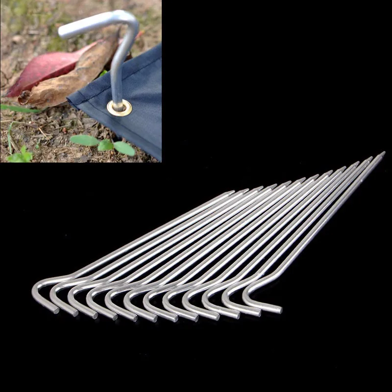 12pcs Outdoor Picnic Camping Fishing Canopy Ground Pin Tent Pegs Stakes
