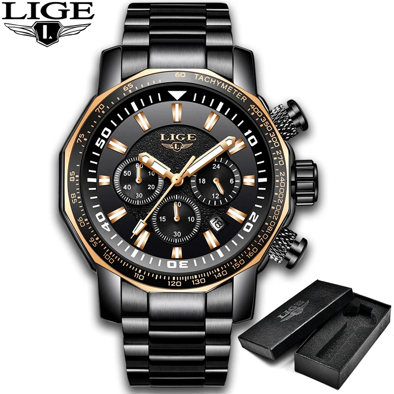 Relojes Hombre 2018 Новый LIGE модные Для мужчин s часы Элитный бренд Бизнес кварцевые часы Для мужчин Спорт Водонепроницаемый большой циферблат