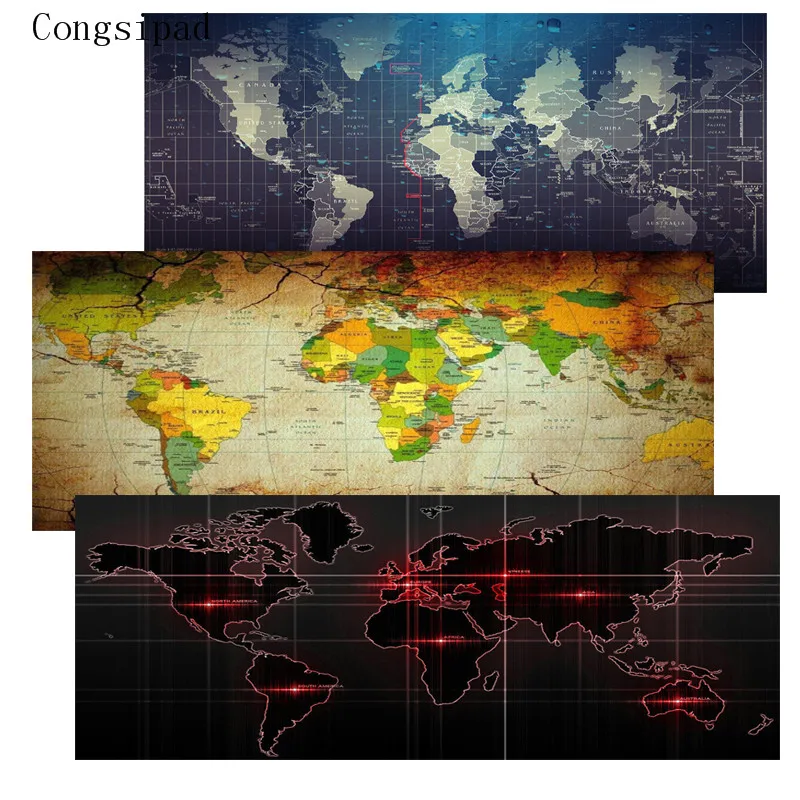  Congsipad New World Map Speed Locking Edge Large Natural Rubber Mouse Pad Waterproof Game Desk Mous