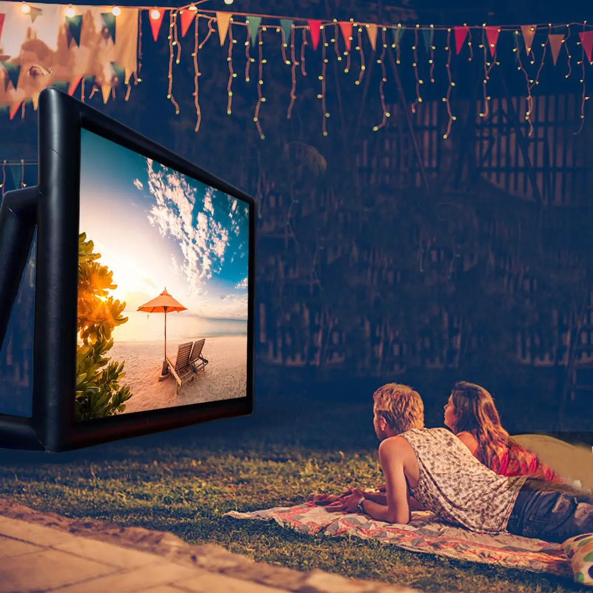 

Large Inflatable Cinema Movie Screen Outdoor Projection 16:9 Square with Blower Open Air Cinema Home Projector Screen
