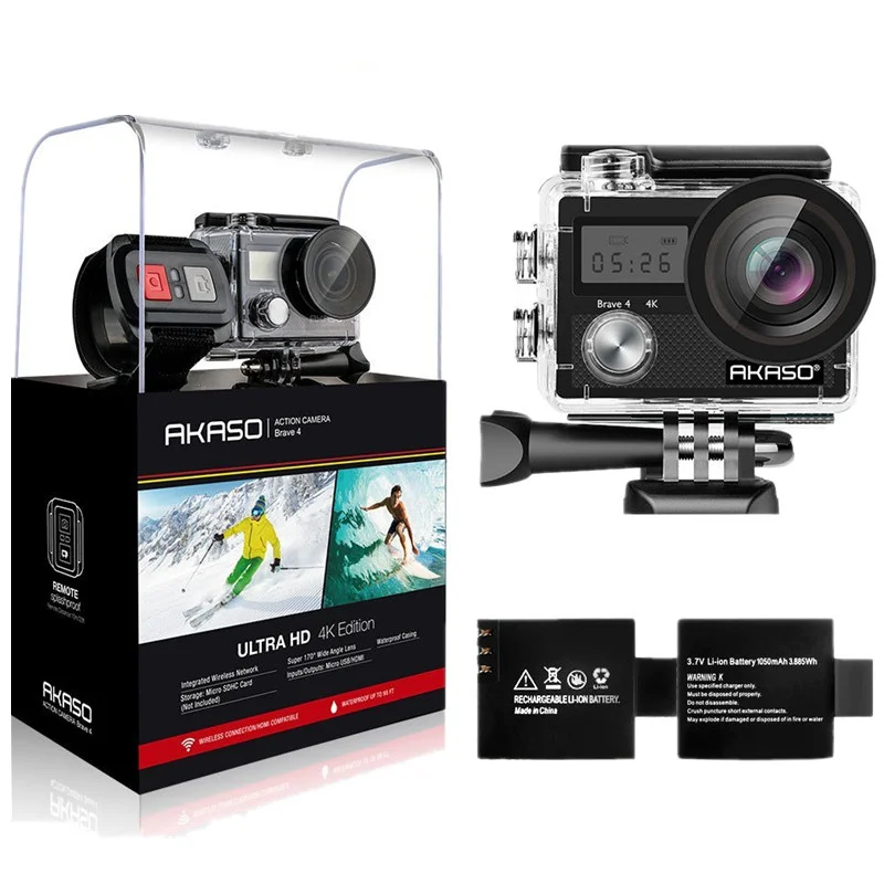 AKASO Brave 4 4K 20MP Wifi Action Camera Ultra HD EIS 30m Underwater