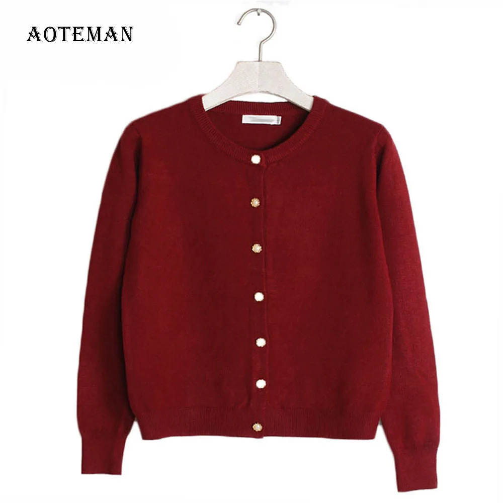 

AOTEMAN Autumn Winter Sweater Women 2019 Casual Loose Cardigan Warm Pink Sweater Coat Solid Long Sleeve Jumper Knitted Sweaters