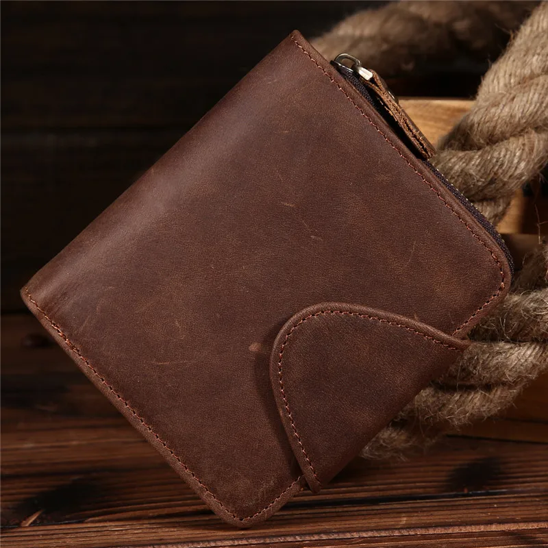 

Men's leather vertical wallet crazy horse wallet tidal head layer cowhide wallet style 9032
