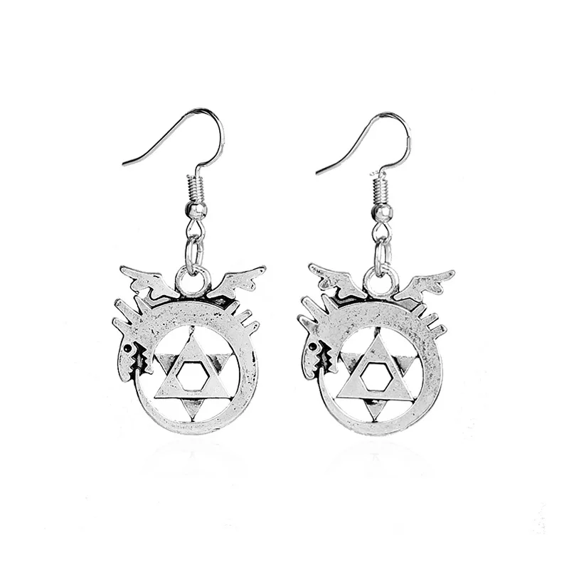 Statement Retro Double Sided Triangle Earrings Studs Fashion Antique Silver Female Earring Ear