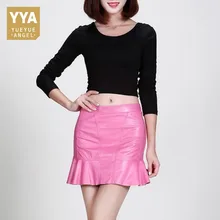 Новое поступление, Высококачественная кожаная юбка для леди с высокой талией, модная Однотонная юбка-годе, элегантная облегающая юбка Falda Mujer, большие размеры