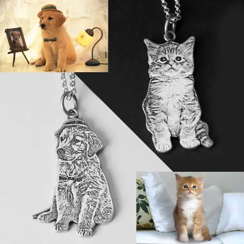 

New Custom Personalized Pet/Cat/Dog Photo Necklace Pendants Stainless Steel Engrave Name Necklace Women Men Jewelry Gift