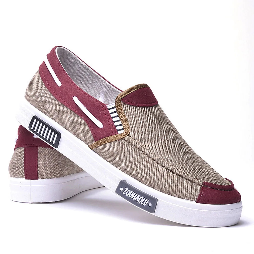 

2019 Summer Modern Men Men's Canvas Casual Flat Shoes Breathable Comfortable Soft Lightweight Student fashion Shoes