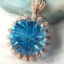 Натуральный глубокий голубой топаз Серебряный кулон, Круглый 12 мм, специальный фейерверк резки все чистое качество подарок