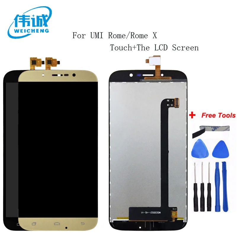 

WEICHENG For UMI Rome X The LCD Display With Touch Screen Digitizer Assembly Black and Gold Color Replacement Part+Tools