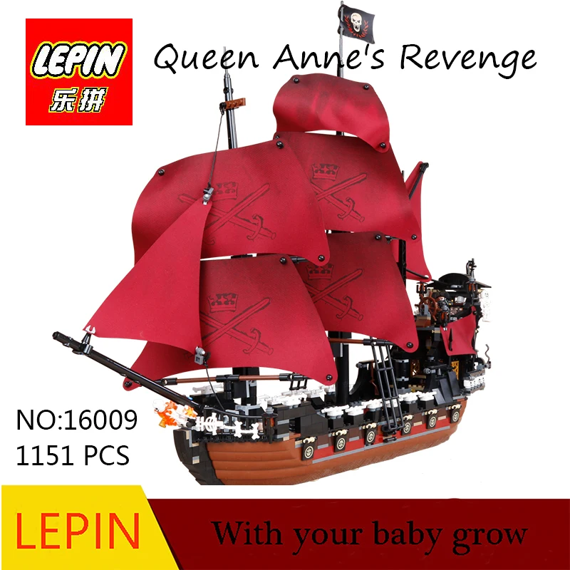 Lepin 16009 1151pcs Queen Anne's revenge Pirates of the Caribbean Building Blocks Set Bricks Compatible legoed 4195 block-set : image Lepin 16009 1151pcs Queen Anne's revenge Pirates of the Caribbean Building Blocks Set Bricks Compatible legoed 4195 block-set