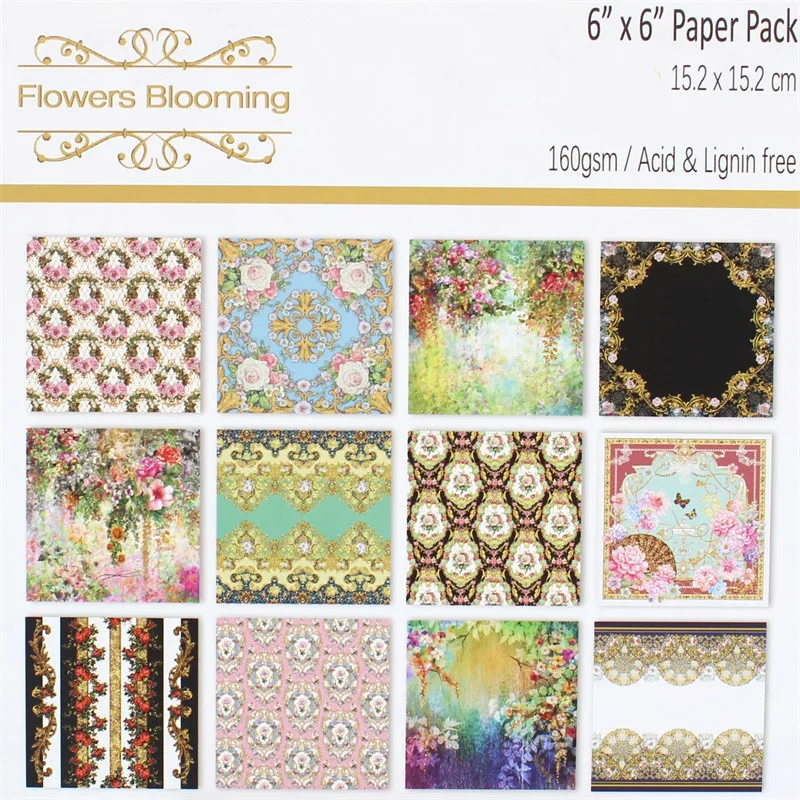 

KSCRAFT 12pc Flowers Blooming Scrapbooking Pads Paper Origami Art Background Paper Card Making DIY Scrapbook Paper Craft