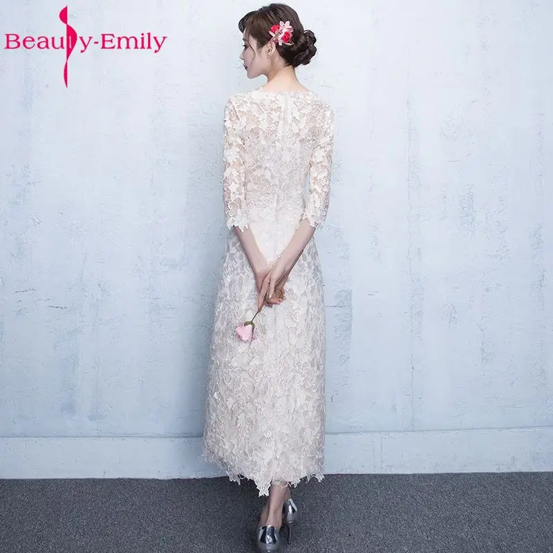 Женское кружевное вечернее платье Beauty Emily белое длинное с круглым вырезом и