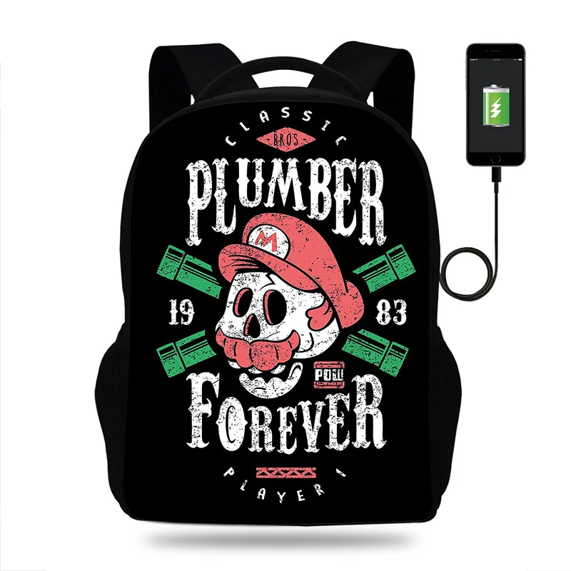

Super Mario Bro Shocker Digimon Print Boys Multifunction Laptop Backpack USB Charging School Bags for Mens Travel Girls Bag