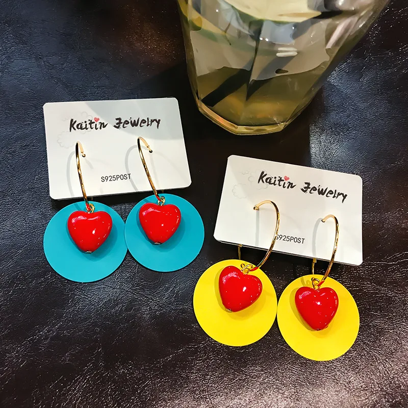 

Japanese Korean original design fashion jewelry round acrylic love beads mixed color earrings for women gift
