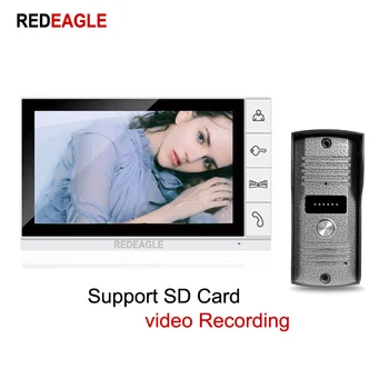 

REDEAGLE Wired 9 inch LCD Screen Record Video Door Phone IR Night Vision Camera Support SD Card Recording Take Max. Up To 32GB