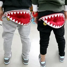 Новинка года; осенние штаны для малышей с изображением акулы; повседневные Хлопковые Штаны-шаровары для мальчиков и девочек; детские брюки с рисунком
