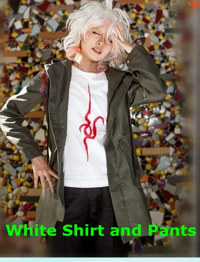 Супер Danganronpa 2 Nagito Komaeda Nagito армейский зеленый цвет куртка рубашка брюки полный комплект Косплей Костюм(пожалуйста, сообщите нам ваш пол - Цвет: T shirt and Pants