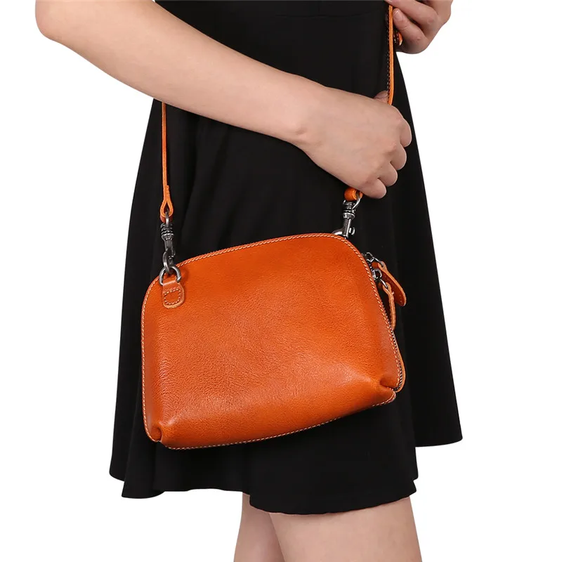 

Nesitu New Vintage Thick Vegetable Tanned Genuine Leather Small Women Messenger bags Female Woman Shoulder Phone Bag M8667