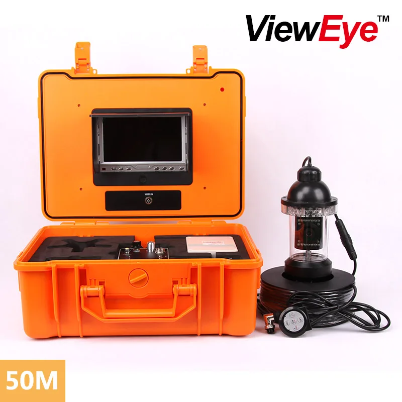 CCD 1200TVL 360 градусов подводная вращающаяся рыболовная камера комплект управления с функцией записи видео " TFT цвет рыболокатор - Цвет: Orange box 50m