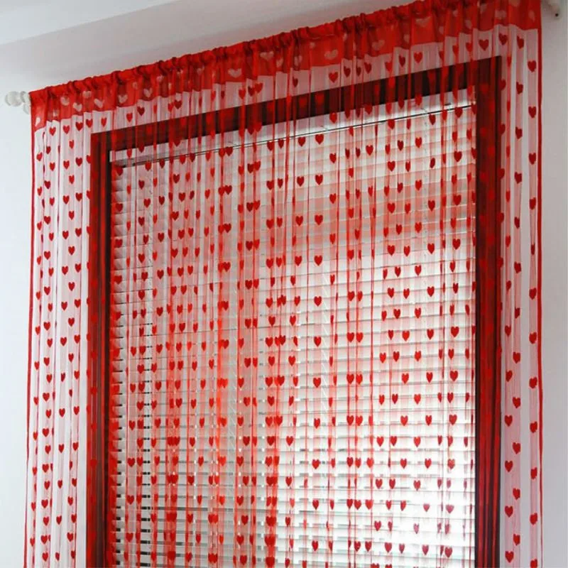 

100*200cm Romantic Peach Heart Line Curtain Wedding /Love Curtains Living Room Partition Decorative Curtain Hanging P20