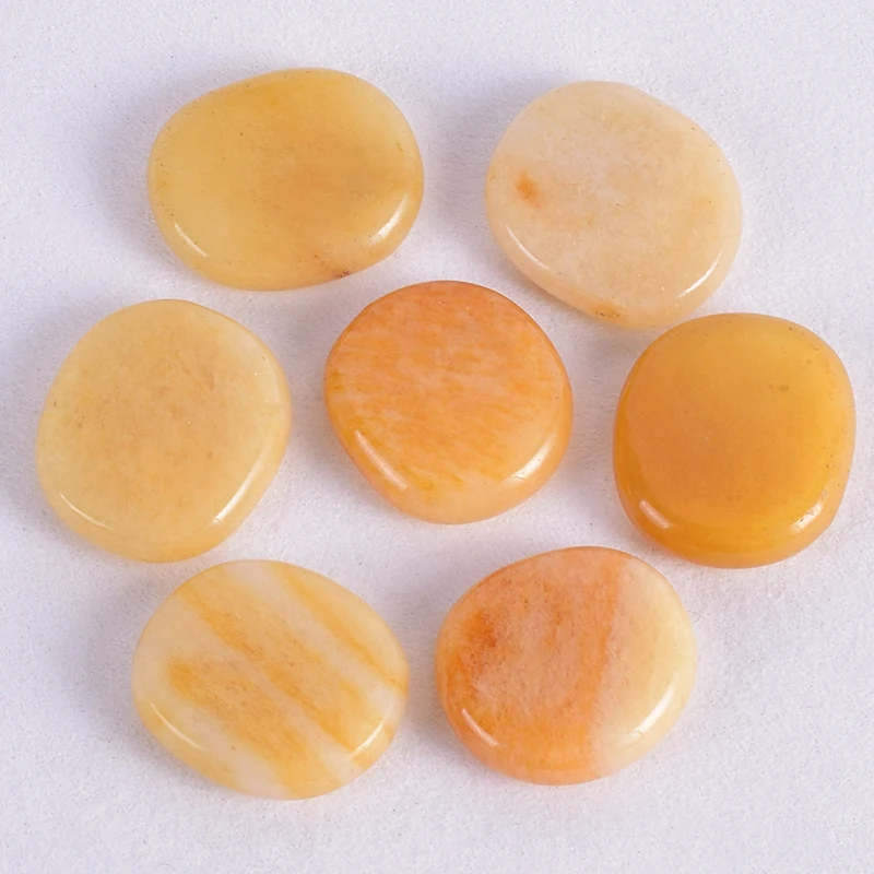 

Natural jade chakra palm stone 30*22*7 mm yellow mineral quartz polishing slices tumbled figurine spiritual Reiki Healing