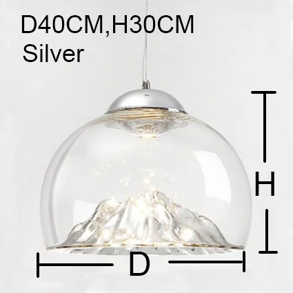 Silver Современный простой гальванический Золотой стеклянный одиночный пендан лампа скандинавский креативный горный дизайн светодиодный декоративный светильник для ресторана - Цвет корпуса: Silver