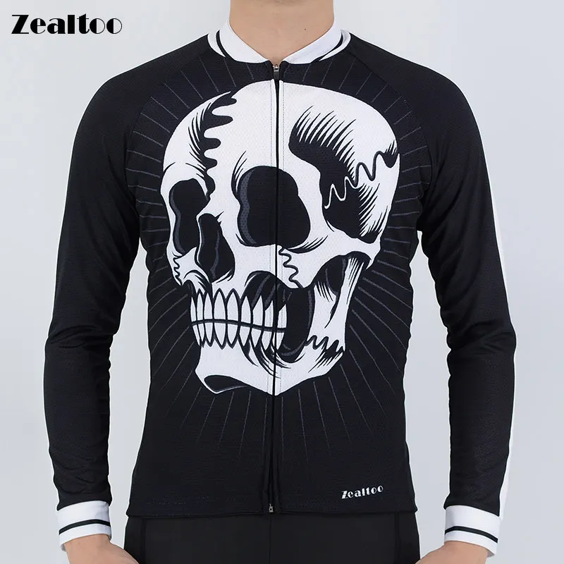only jersey Zealtoo белый череп сублимационной печати Pro Vélo велосипед одежда с длинным рукавом Mountain mtb-джерси Костюмы велосипед рубашки - Цвет: only jersey