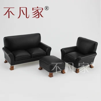 

Fine 1/12 Scale Miniature Furniture black living room sofa set