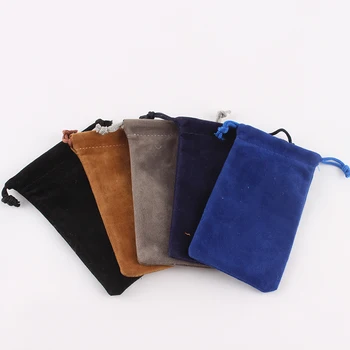 

10pcs/lot 6*12 cm Custom Logo Printed Drawstring Bag Velvet Pouch Candies Food Package