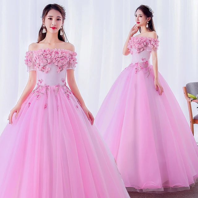 Tiered Ruffles Ball Gown Women Light Pink Tulle Party Dress Elegant Lo –  Flora Prom