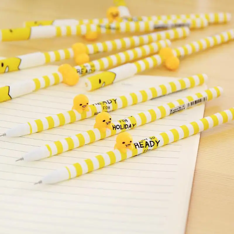 

4pcs Cute Lazy Egg Gel Pen Korea kawaii Creative 0.38mm Neutral Pen Super Goods For School Students Stationery Papelaria