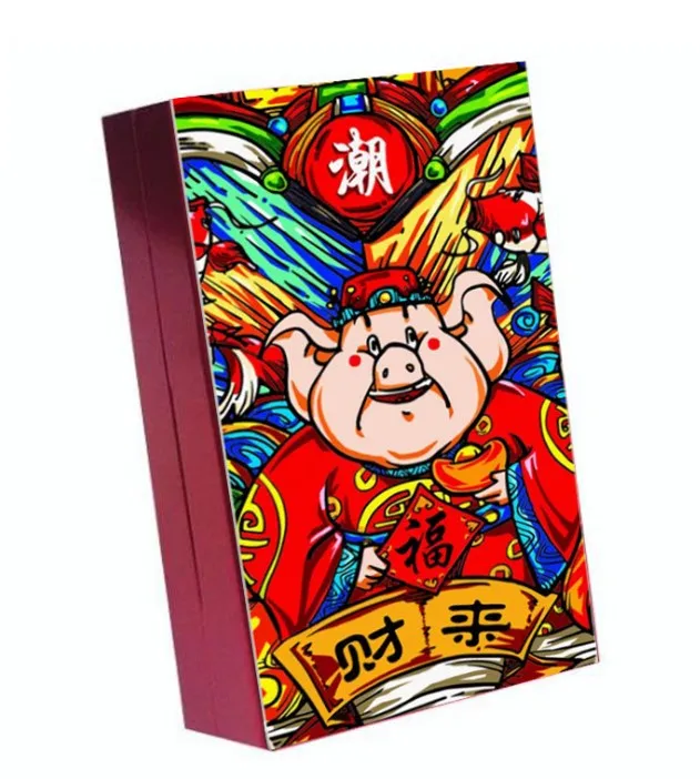 Китайская традиционная Новогодняя живопись Lucky Fortune bless портсигар Дракон алюминиевый сплав сигареты кейс контейнер - Цвет: RedCaiFL