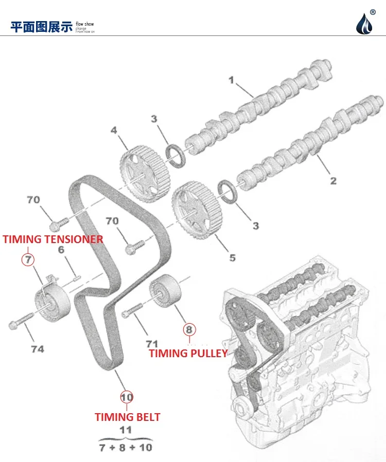 K0176134 натяжитель ремня ГРМ двигателя для Peugeot 1 6 206 207 307 308 408 301 76134X25.4 GTS1034 GTS5012