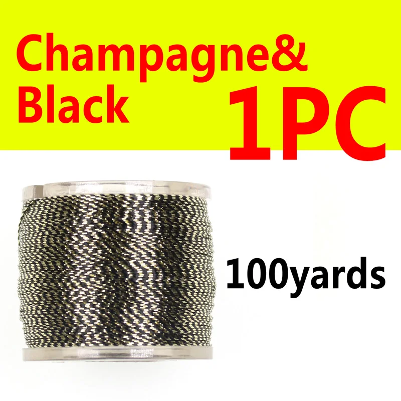 Bimoo 100 ярдов металлическая нить для обертывания стержней, ребристая нить Nymph Streamer, для завязывания мушек, крючок для изготовления - Цвет: 1pc champion black