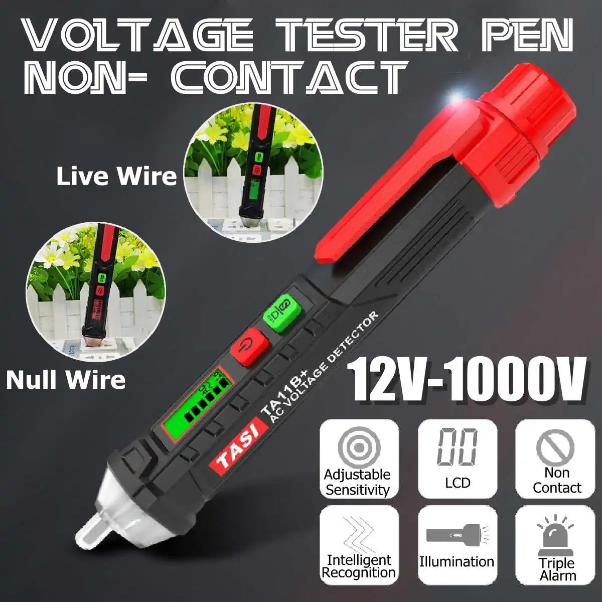 

ZEAST 50Hz/60Hz AC/DC Voltage Test Pencil 12V-1000V Voltage Sensitivity Pen Detector Testers LCD Display