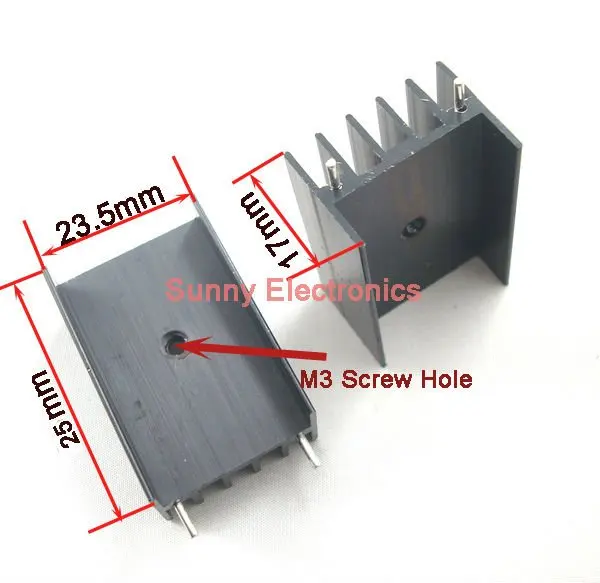 100pcs Transistors TO 220 Aluminum Heat Sink 25x23.5x17mm with 100pcs