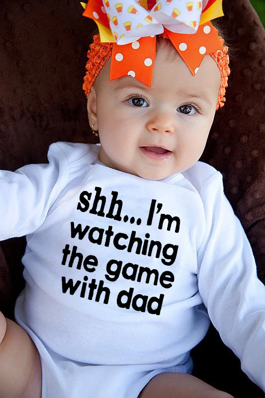 Детские комбинезоны с печатью «I Am Watching The Game with Dad», боди для новорожденных мальчиков и девочек, цельнокроеное платье с длинными рукавами и принтом, Ropa Bebe