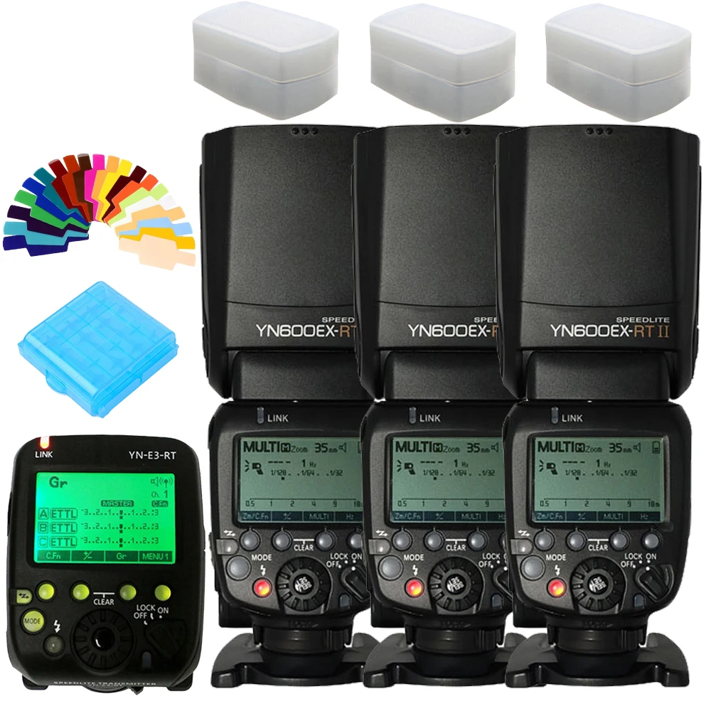 

YONGNUO YN600EX-RT II *3 Camera Flash Speedlite TTL HSS+YN-E3-RT Flash Transmitter Controller for Canon 5D3 5D2 7D II 6D 70D 60D