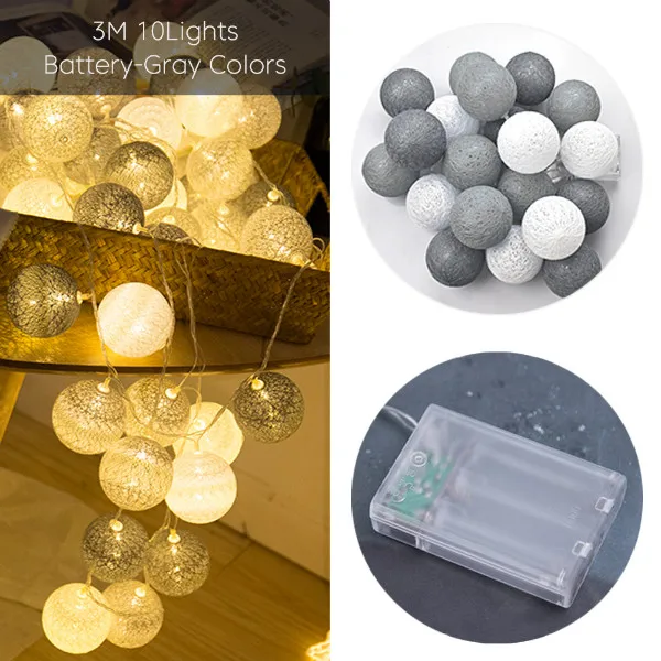 3M 20LED 05 Светодиодный светильник для украшения дома, гирлянда из хлопковых струнных шаров, светильник s USB DIY 6 см, хлопковый шар, светильник, цепочка, сказочный светодиодный светильник, подарки на день рождения, вечерние - Испускаемый цвет: 3M 20LED 05