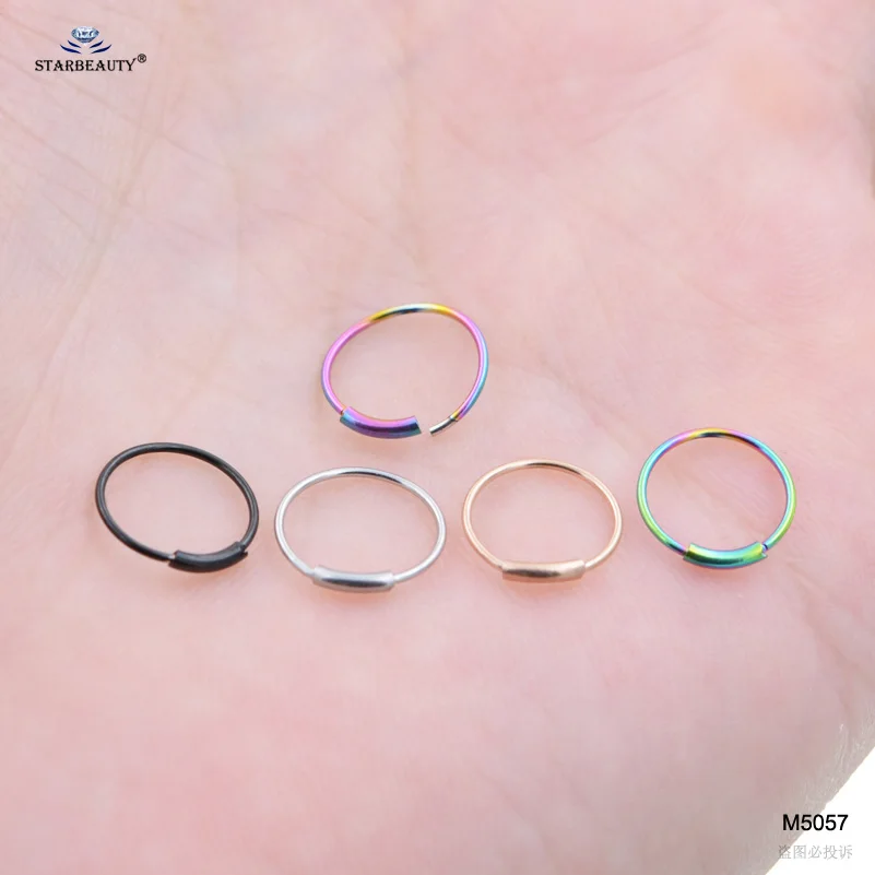 M5057 Starbeauty, 5 шт./партия, поддельные носовые кольца, перегородка, соска, спираль, пирсинг, язык, Daith, пирсинг для ушей, пирсинг для пупка, пирсинг, серьги, комплект ювелирных изделий - Окраска металла: M5057