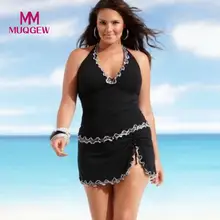 MUQGEW, L-3XL размера плюс, Цельный купальник, юбка,, пуш-ап, одежда для плавания, женское платье, купальник, сексуальный купальник-монокини для женщин