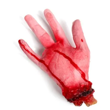

Horror trick Toy Scary Prop Latex Stump Bloody Cut Hand Bone Halloween Gift Practical Joke rubber artificial broken hand